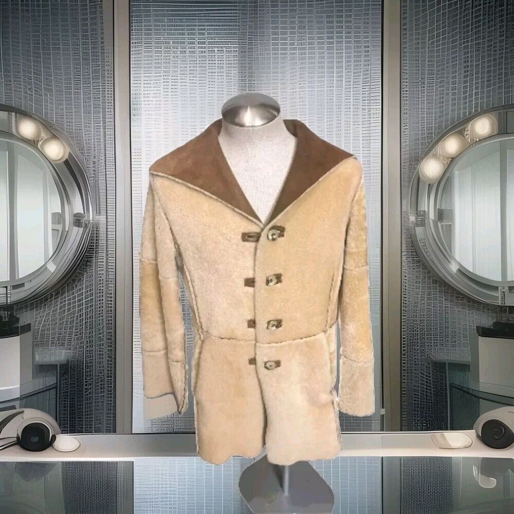 Reversible Genuine Shearling & Leather Coat Size S $1795